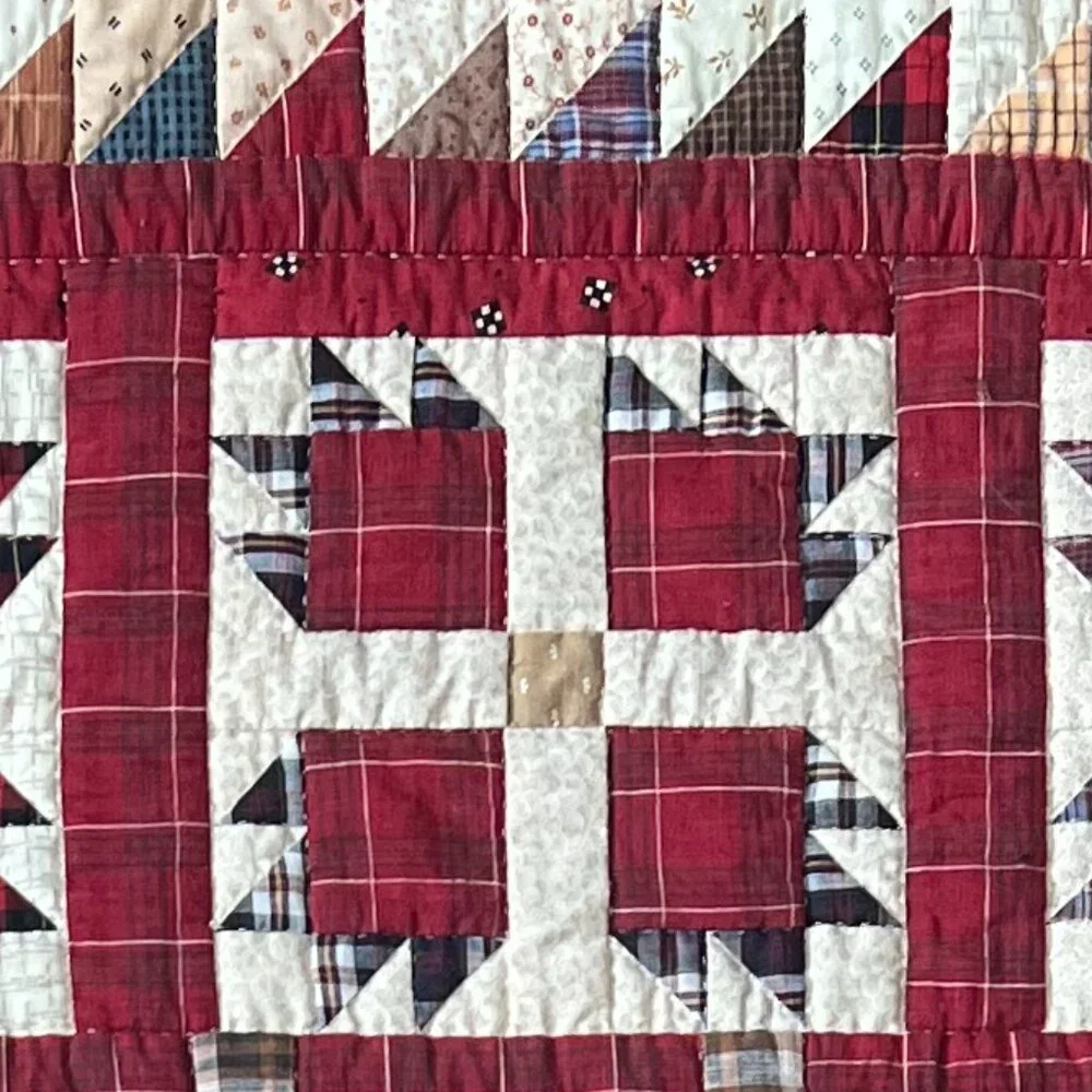 Handmade Quilted Patchwork Rustic Wall Art Baby Quilt Bear Paw Log Cabin Decor